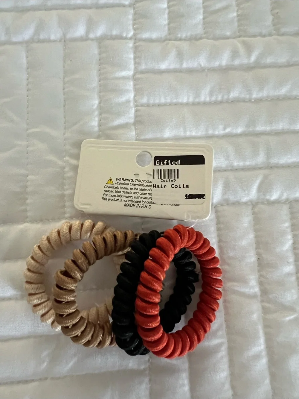Taupe Paisley Twist Headband with Burnt Orange Black, Tan & Cream Coil Ties. NWT